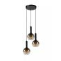 Lucide hanglamp Marius, 3-lichts rookglas