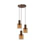 Lucide hanglamp Toledo, 3-lichts koper amber glas rond