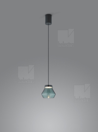 Helestra hanglamp Leto led, mat zwart met smoke glas