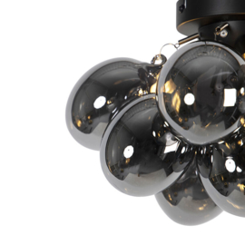 Plafondlamp Uvas, 3-lichts zwart met smoke glas incl. licht bron