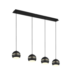 Trio lighting hanglamp Fletcher,  4-lichts mat zwart