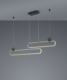 Trio lighting hanglamp Grant led, mat messing met switch dimmer