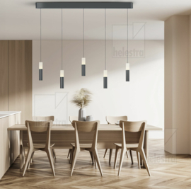 Helestra  hanglamp Lidos led, 5-lichts zwart-chroom