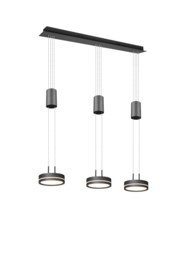 Trio lighting hanglamp Franklin led, 3-lichts antraciet met switch dimmer