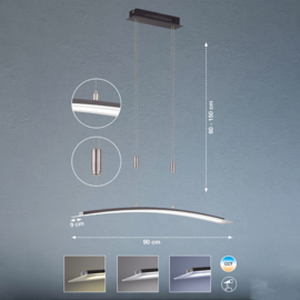 Fischer&honsel hanglamp Metis TW led, mat zwart incl. pushdimmer