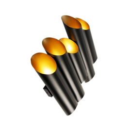 Qazqa wandlamp Whistle, 10-lichts zwart-goud