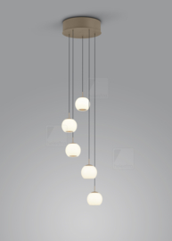 Helestra hanglamp Bono led 5-lichts rond, caffee