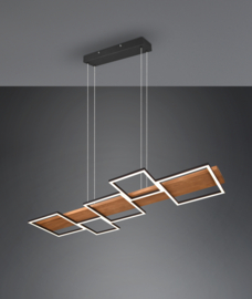 Trio lighting hanglamp Harper led, hout-zwart met switch dimmer
