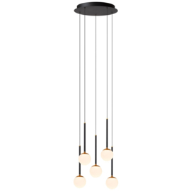 Lucide CALINA - Hanglamp - Ø 41,9 cm - LED Dimb. - CCT - 5x8,4W 2200K zwart/3300K