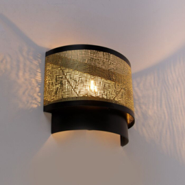 Qazqa wandlamp Kayleigh, zwart met messing 30 cm