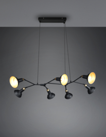 Trio lighting hanglamp Roxie, 7-lichts zwart