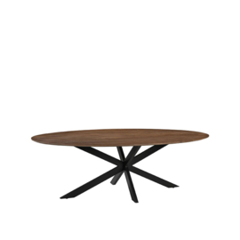 Label 51 Eettafel James, nature smooth mangohout | zwart metaal 210 cm