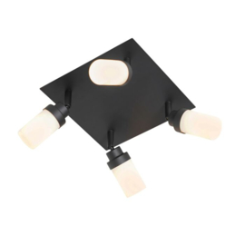 Qazqa plafondspot  Japie led, 4-lichts zwart incl. licht bron IP44