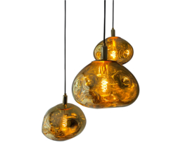 Light trend hanglamp Goudwolk 300 3-lichts met goud kleur glas