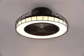 Trio lighting plafond ventilator Sandfjord, mat zwart incl. afstandsbediening 52 cm