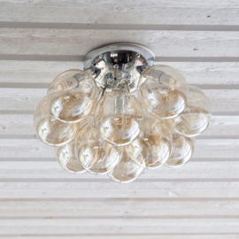 Plafondlamp Gross, chroom met amber glas incl. licht bron