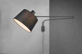 Wandlamp Baldo, zwenkbaar met zwarte kap