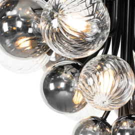 Qazqa hanglamp Bonnie, 13-lichts zwart met helder glas incl. ledbron
