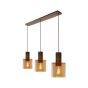 Lucide hanglamp Toledo, 3-lichts koper amber glas