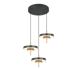 Trio lighting hanglamp Keaton led, 3-lichts zwart