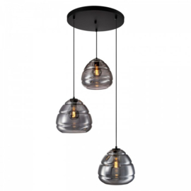Top licht. hanglamp Savoy 3 lights black + smoke glass Belmond