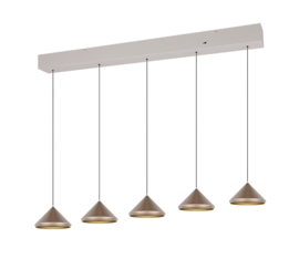 Trio lighting  hanglamp Laguna led, 5-lichts koffie bruin