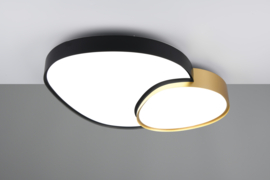 Trio lighting plafondlamp Rise led, zwart-goud incl. afstandsbediening