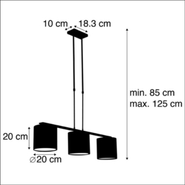Qazqa  hanglamp Combi 3 Deluxe, 3-lichts velours roze met goud