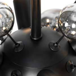 Qazqa hanglamp Explode, 8-lichts zwart met smoke glas