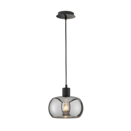 Fischer&honsel hanglamp Dima, zwart-rookglas 22 cm