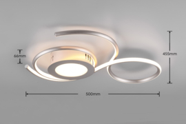 Trio lighting plafondlamp Jive led, mat nikkel incl. afstandsbediening 50 x 45 cm
