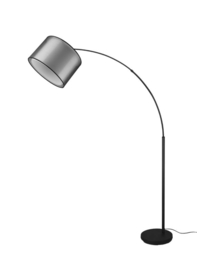 Trio lighting vloerlamp Burton, zwart met organza smoke stoffen kap
