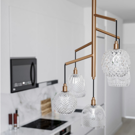 By Rydéns hanglamp Grace, mat goud met transparant glas incl. licht bron