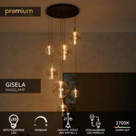 Lucide GISELA - Hanglamp - Ø 84 cm - LED Dimb. - 2700K, kleur amber