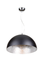 Hanglamp Cupula, mat zwart met zilver 50 cm