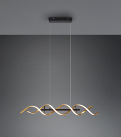 Trio lighting hanglamp Sequence led, goud - zwart met switch dimmer