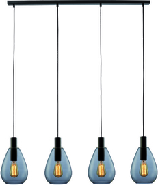 Freelight hanglamp Dorato,  4-lichts zwart met smoke glas