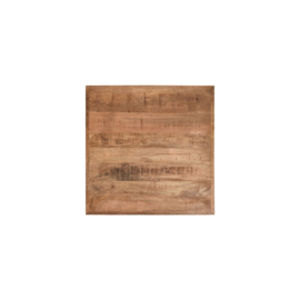 Label 51 Restauranttafel, rough mangohout | zwart metaal 70x70 cm