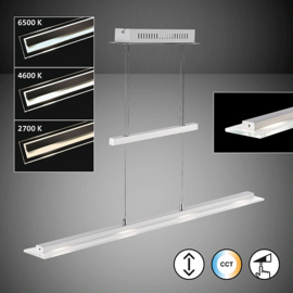 Fischer&honsel hanglamp Tenso TW led, nikkel incl. pushdimmer 115 cm