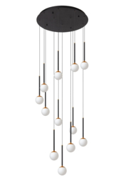 Lucide  CALINA - Hanglamp - LED Dimb. - CCT - 12x7W 2200K/3300K zwart