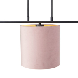 Qazqa  hanglamp Combi 3 Deluxe, 3-lichts velours roze met goud