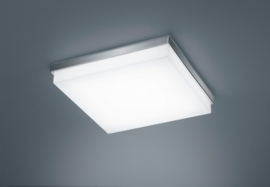 Plafondlamp Cosi led, 31,5 cm vierkant chroom-staal en gesatineerd glas IP30