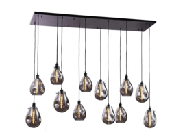Light trend hanglamp Vincent, 12-lichts met smoke glas