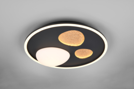 Trio lighting plafondlamp pebble led, zwart incl. switch dimmer