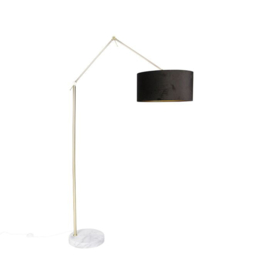 Vloerlamp Editor, goud velours kap zwart 50 cm