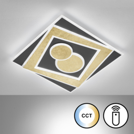 Fischer & Honsel plafondlamp Ratio led, zwart-goldleaf incl. afstandsbediening