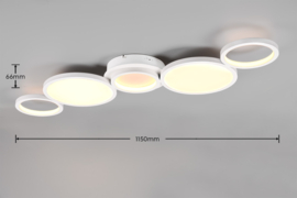 Trio lighting plafondlamp Salsa led, mat wit rond incl. switch dimmer