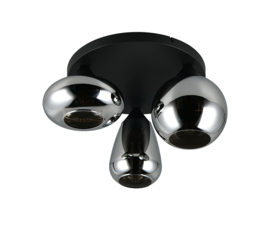 Trio-lighting plafondlamp Lumina, 3-lichts zwart smoke glas