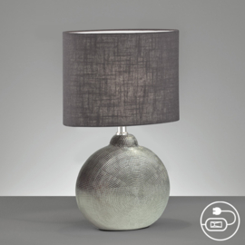 Fischer & Honsel  tafellamp Foro, antiek zilver met antraciet kap