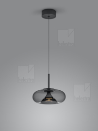 Helestra  hanglamp Clair led, zwart -  smoke glas